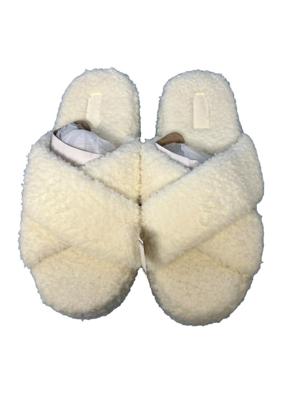 NIP Victoria's Secret PINK Cozy Fleece Platform Slide Slippers Cream Size Medium - Picture 2 of 4